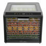 Front view of the Excalibur 10-Tray Performance Digital Dehydrator loaded with fruit, vegetables, and herbs.