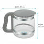 Borosilicate glass collector jug for the Waterwise 4000 water distiller, showing width of 27.3 cm and height of 20.3 cm.