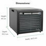 Dimensions of the Excalibur 10 Tray Select dehydrator showing height 40 cm, depth 52.5 cm and width 44.5 cm.