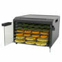 Excalibur 6 Tray Select food dehydrator open with trays loaded with colourful fresh produce.