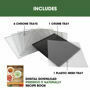 Accessories included with the Excalibur 6 Tray Select Series: 6 chrome trays, crumb tray, mesh sheet and recipe book.